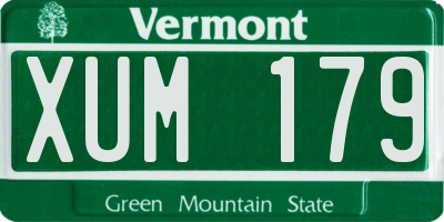 VT license plate XUM179