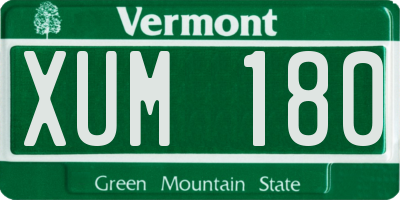 VT license plate XUM180