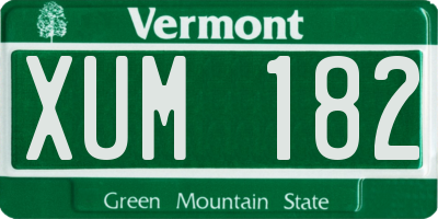 VT license plate XUM182