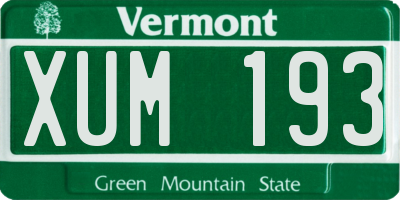VT license plate XUM193
