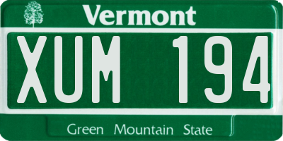 VT license plate XUM194