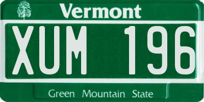 VT license plate XUM196