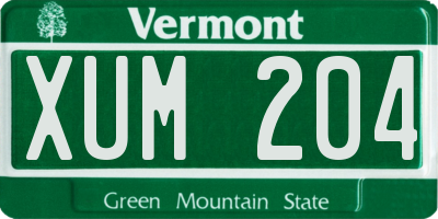 VT license plate XUM204