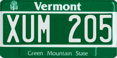 VT license plate XUM205