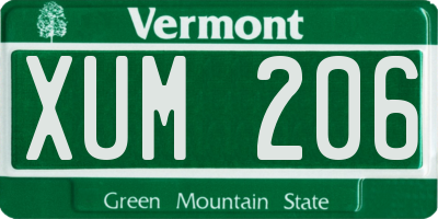 VT license plate XUM206