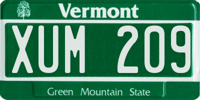 VT license plate XUM209