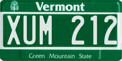 VT license plate XUM212