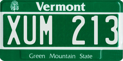 VT license plate XUM213