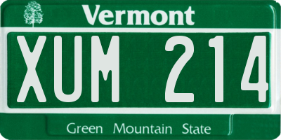 VT license plate XUM214