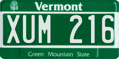 VT license plate XUM216
