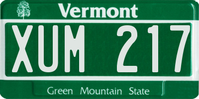 VT license plate XUM217