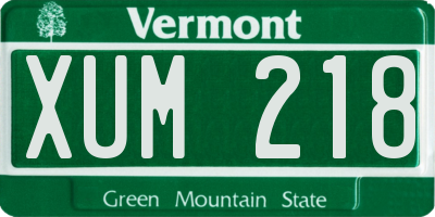 VT license plate XUM218