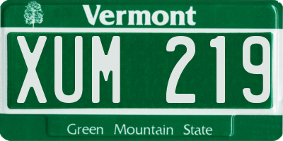 VT license plate XUM219