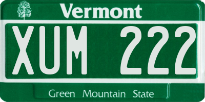 VT license plate XUM222