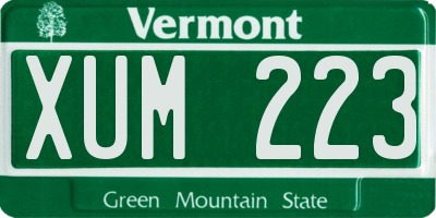 VT license plate XUM223