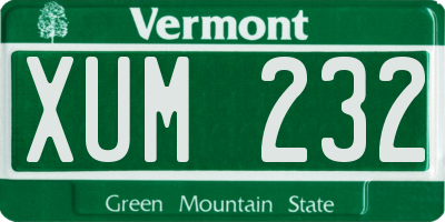 VT license plate XUM232