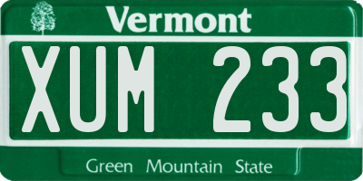 VT license plate XUM233