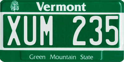 VT license plate XUM235