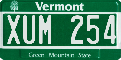 VT license plate XUM254