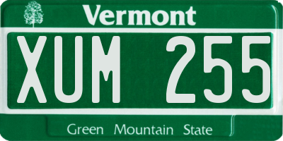 VT license plate XUM255