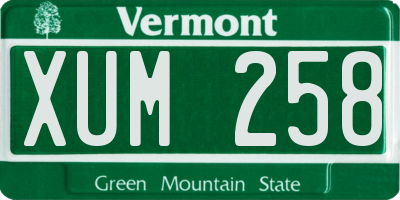 VT license plate XUM258