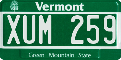 VT license plate XUM259
