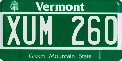 VT license plate XUM260