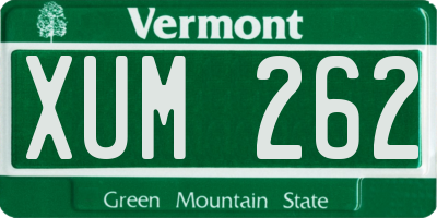 VT license plate XUM262