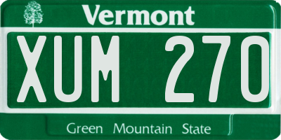 VT license plate XUM270