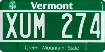 VT license plate XUM274