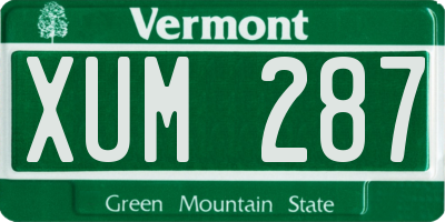 VT license plate XUM287