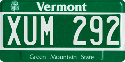 VT license plate XUM292