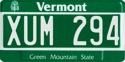 VT license plate XUM294