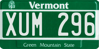 VT license plate XUM296
