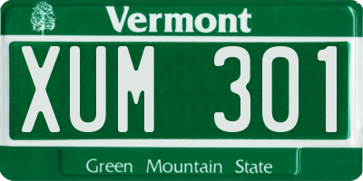 VT license plate XUM301