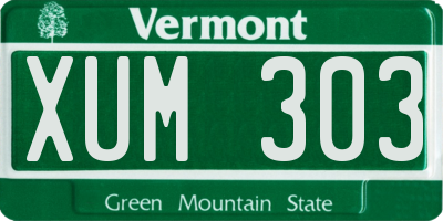 VT license plate XUM303