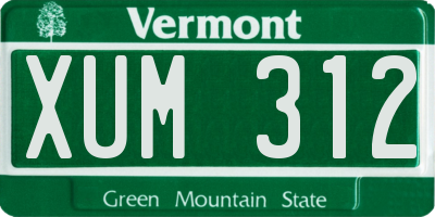 VT license plate XUM312