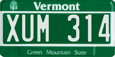 VT license plate XUM314