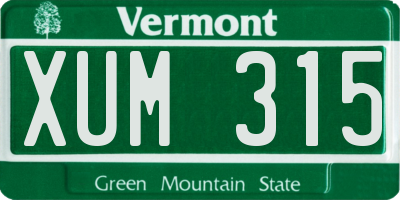 VT license plate XUM315