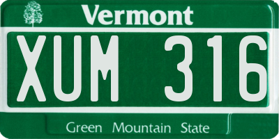 VT license plate XUM316