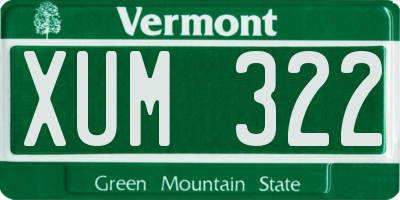 VT license plate XUM322