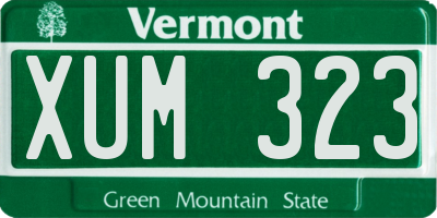 VT license plate XUM323