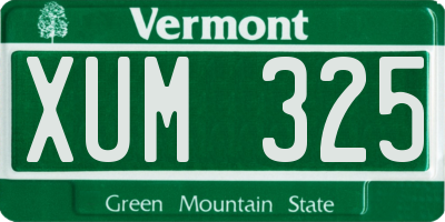 VT license plate XUM325