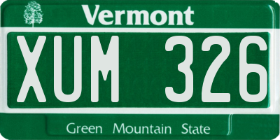 VT license plate XUM326