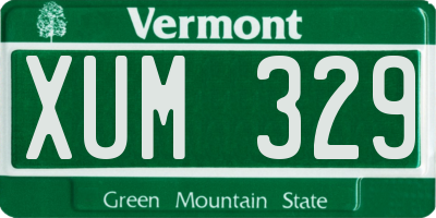 VT license plate XUM329