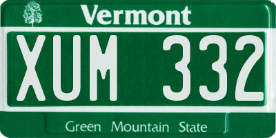 VT license plate XUM332