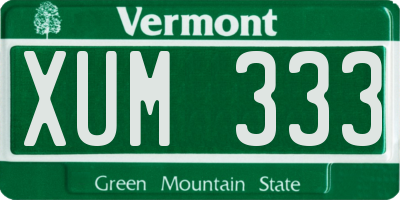 VT license plate XUM333