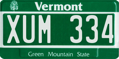 VT license plate XUM334