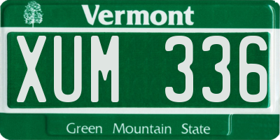 VT license plate XUM336