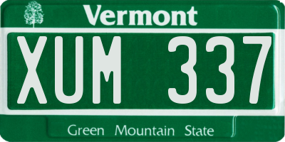 VT license plate XUM337